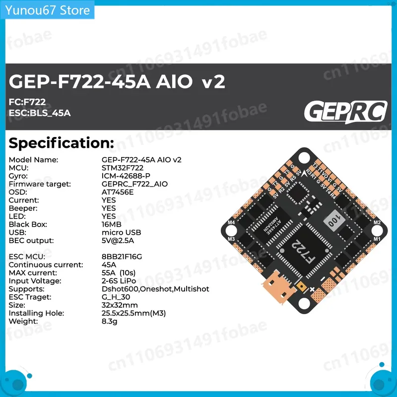 For GEPRC GEP-F722-45A AIO V2  - F722 Flight Controller recension och pris
