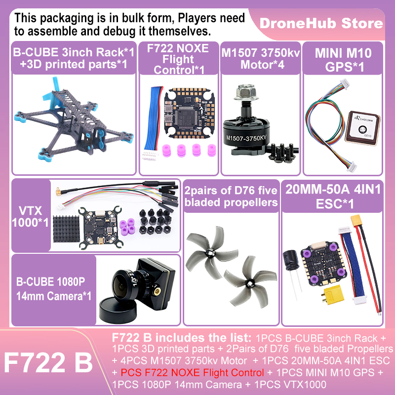 B-CUBE 3inch FPV Drone Frame K - F722 Flight Controller recension och pris