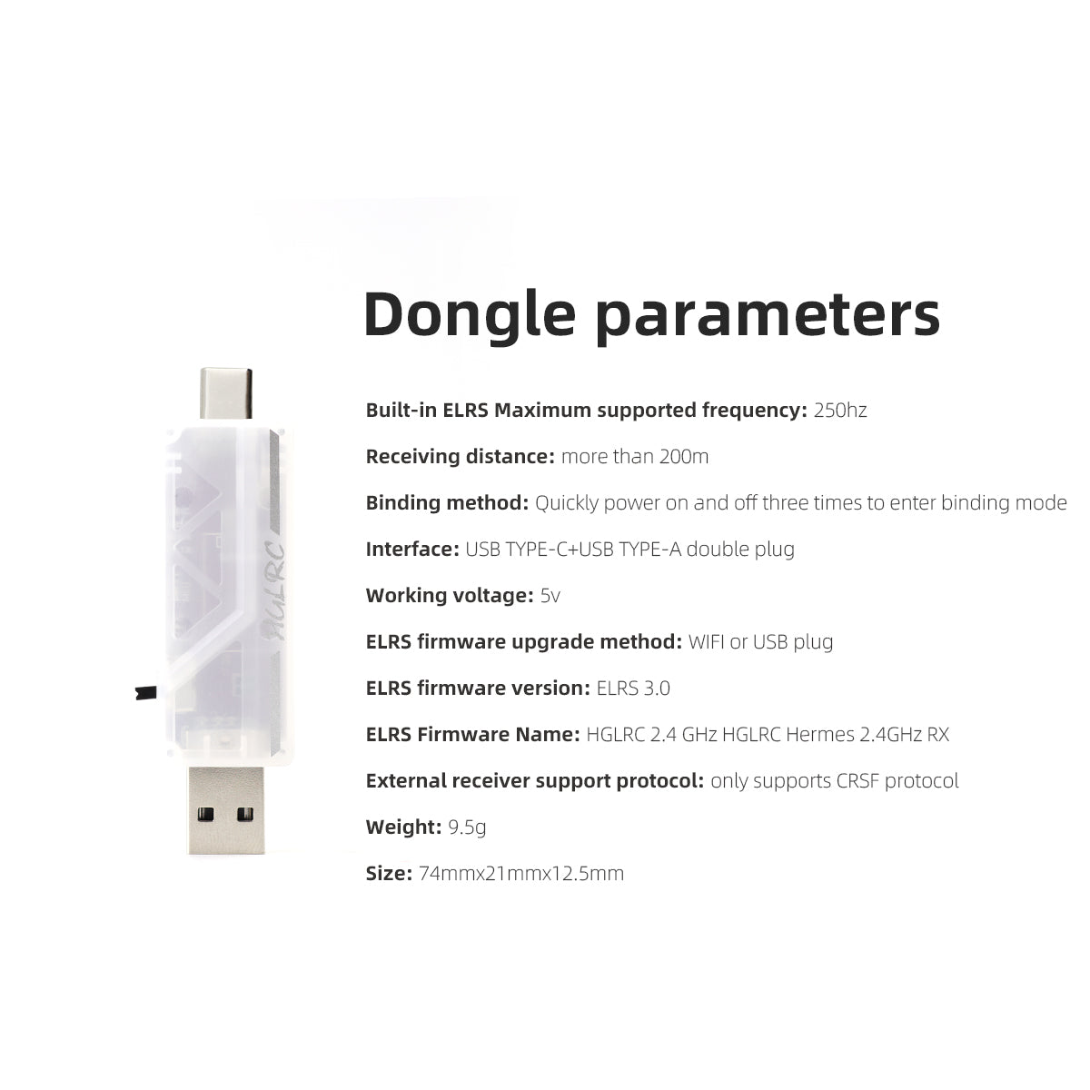 HGLRC Wireless Dongle ELRS 2.4 - Radio Transmitter 2.4Ghz recension och pris