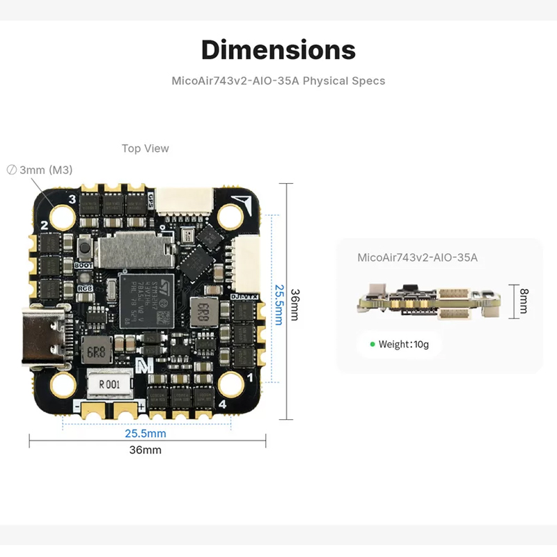 MicoAir743v2-AIO-35A H743 FC a - Betaflight Fc recension och pris